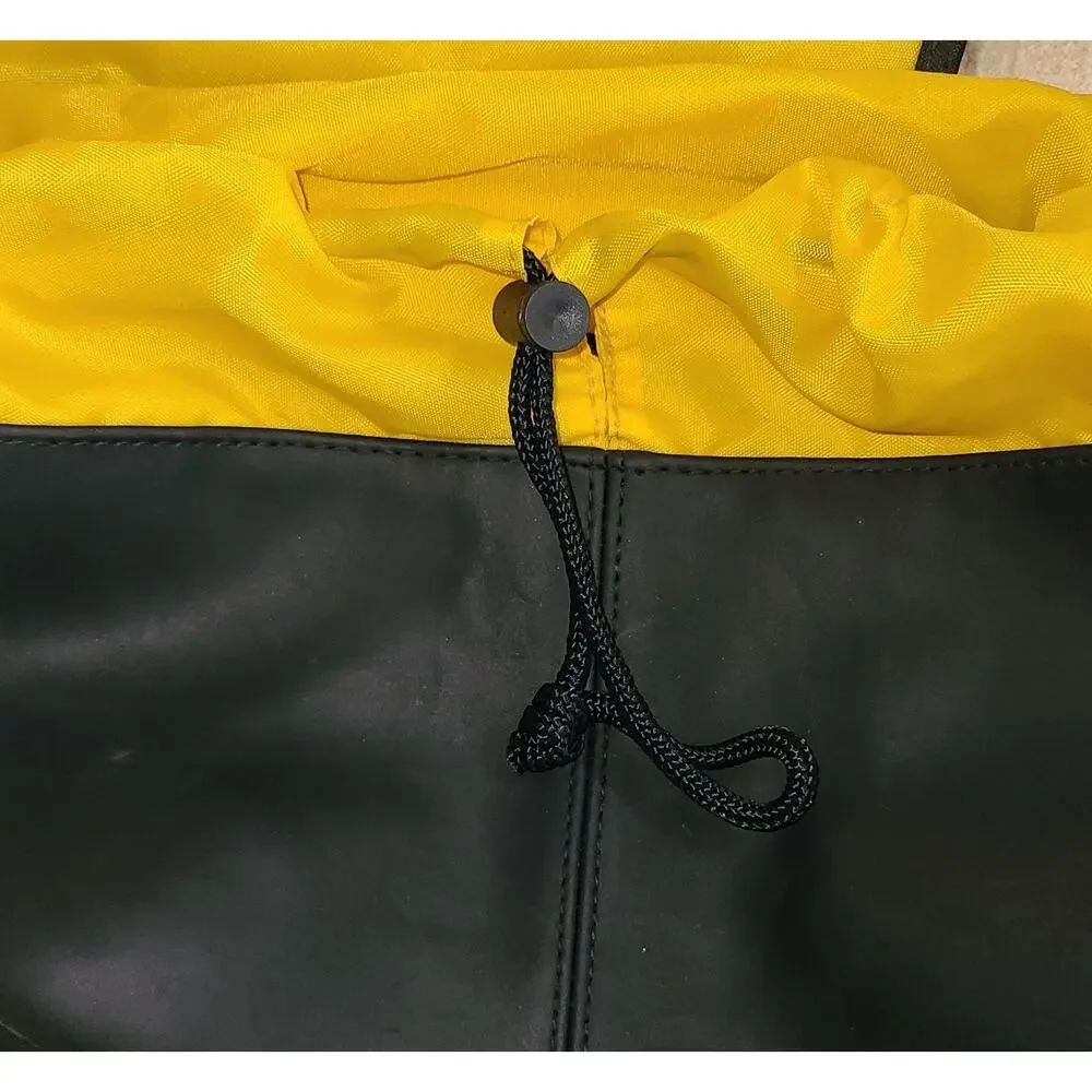 Vintage Nautica Rubber Backpack Bag Sail Sport Travel 90s Navy Yellow